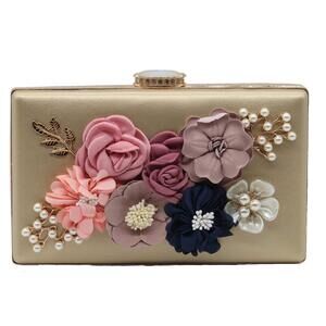 4201 Flower Clutch Purse Floral Evening Bags for Wedding Bride Formal Party